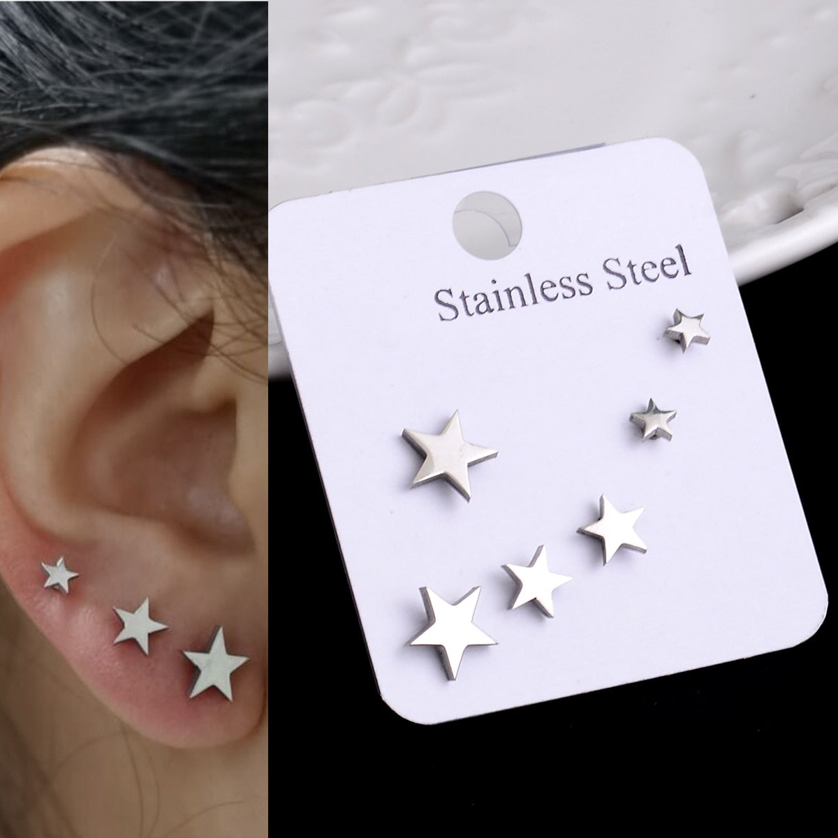 1 Piece Stainless Steel Painless Ear Clip Earrings for Men Women Punk  Silver Color Non Piercing Fake Earrings Jewelry Gifts