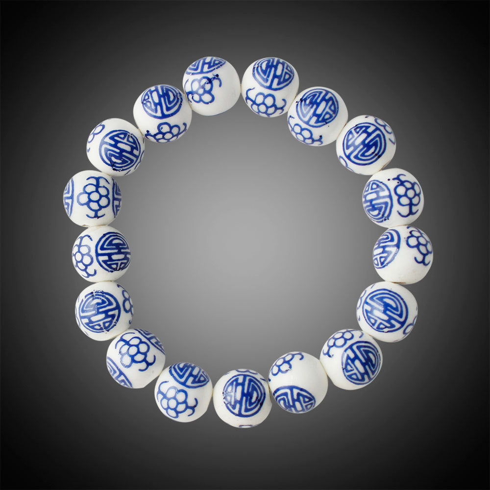 Ethnic style with jewelry, painted blue and white porcelain style hi word handmade beaded bracelet