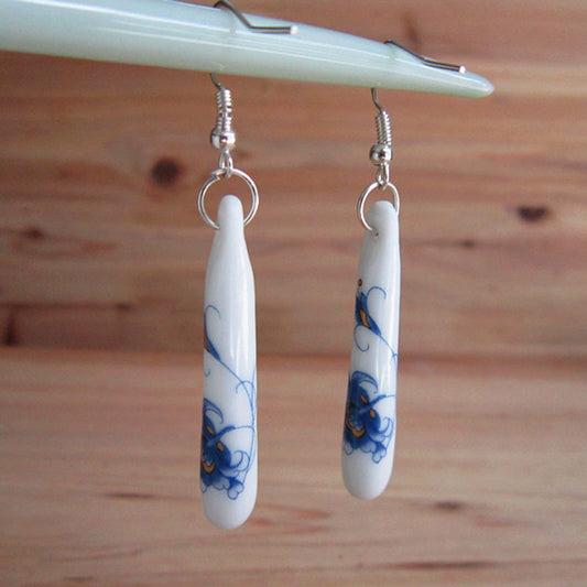 Ceramic jewelry, ethnic style, exquisite gifts, ceramic peony love pillar earrings, ceramic jewelry, earrings