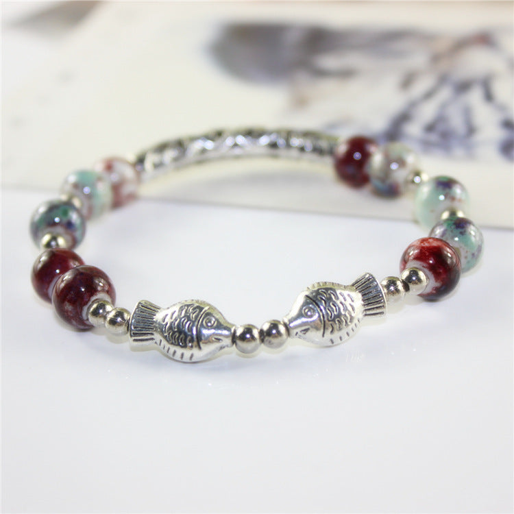 Jingdezhen woven ethnic ceramic bracelet simple fashion small fresh bracelet jewelry