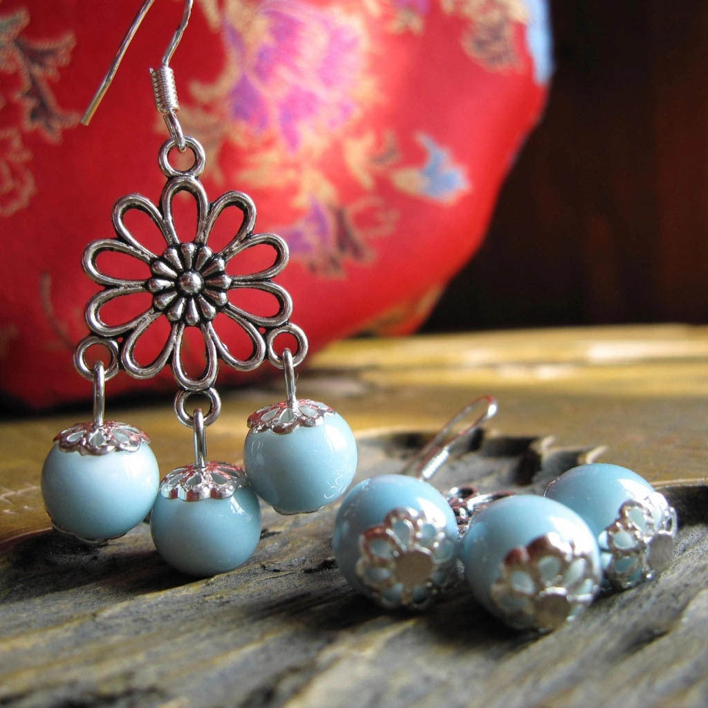 Small town blue and white jewelry handmade jewelry European and American style ceramic earrings accessories cross-border accessories new products