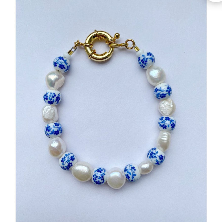 European and American Irregular Freshwater Pearl Necklace Female 2021 Personality Retro Ceramic Bracelet Necklace