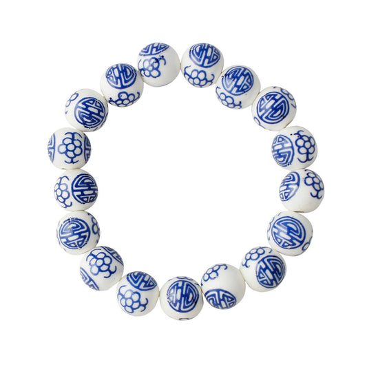 Ethnic style with jewelry, painted blue and white porcelain style hi word handmade beaded bracelet