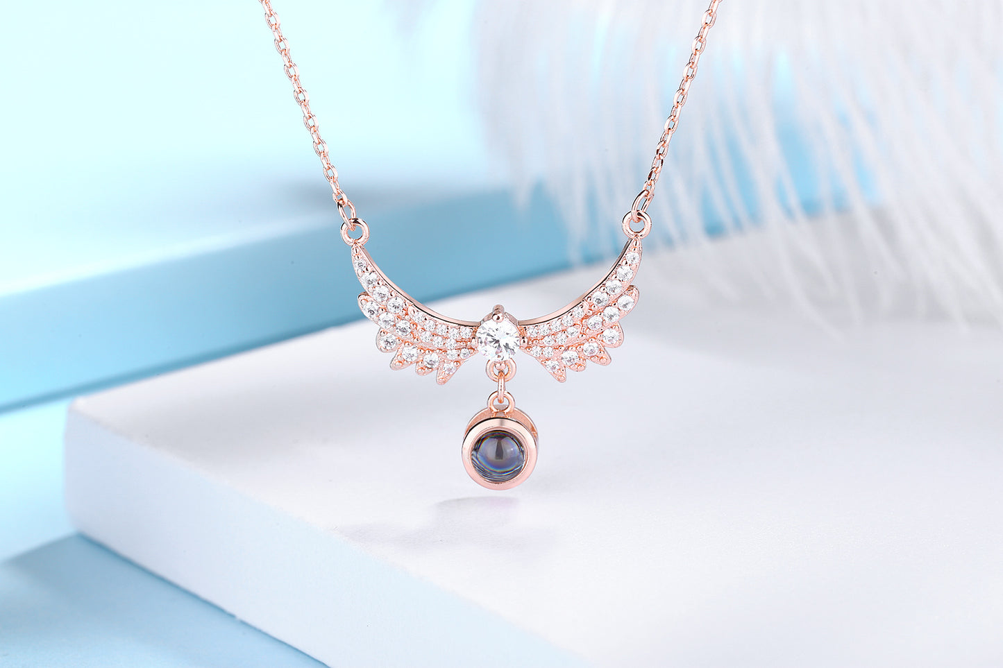 Projection Net Red Necklace Female One Hundred Languages Angel Wings Clavicle Pendant Trendy Deer Have You Short Clavicle Chain