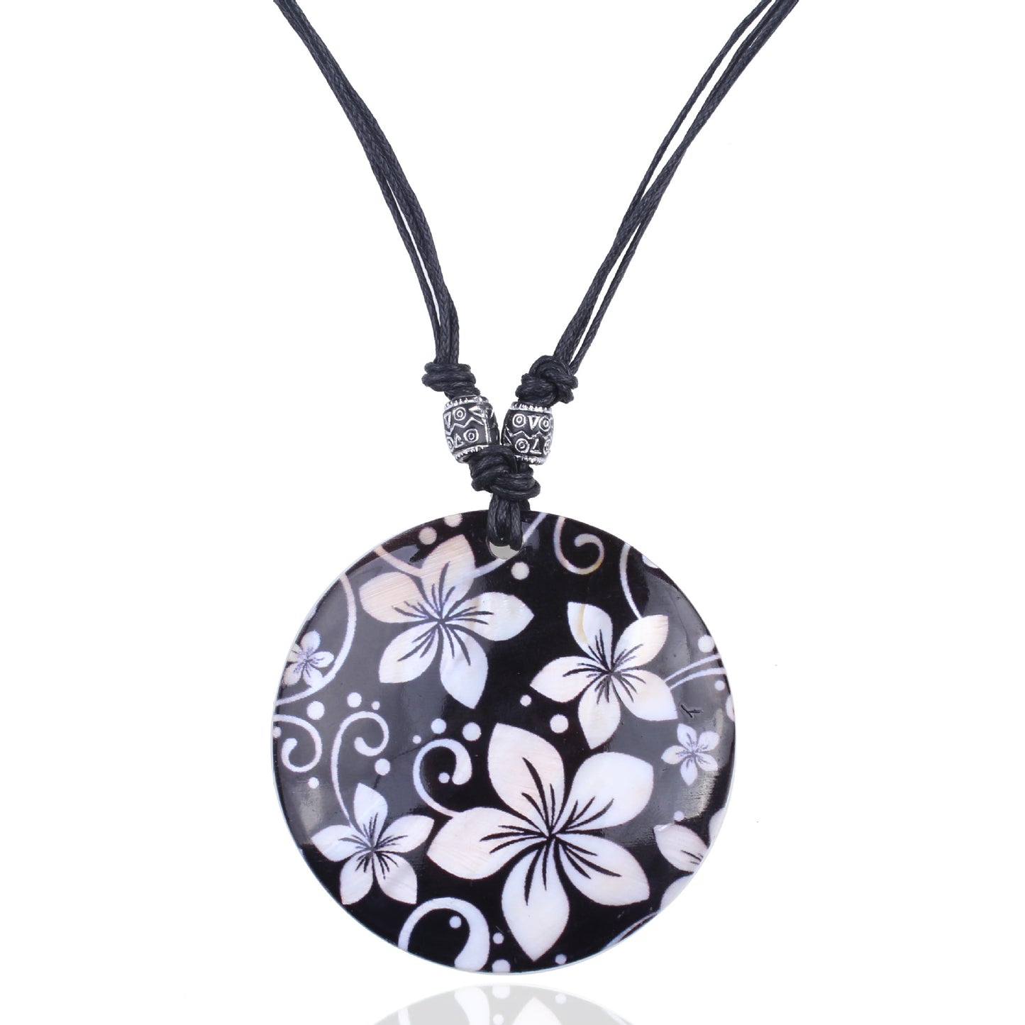 Bohemian ethnic style blue and white porcelain shell painted pendant necklace set