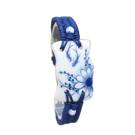 Ethnic style blue and white jewelry star-shaped ceramic fashion blue rope bracelet