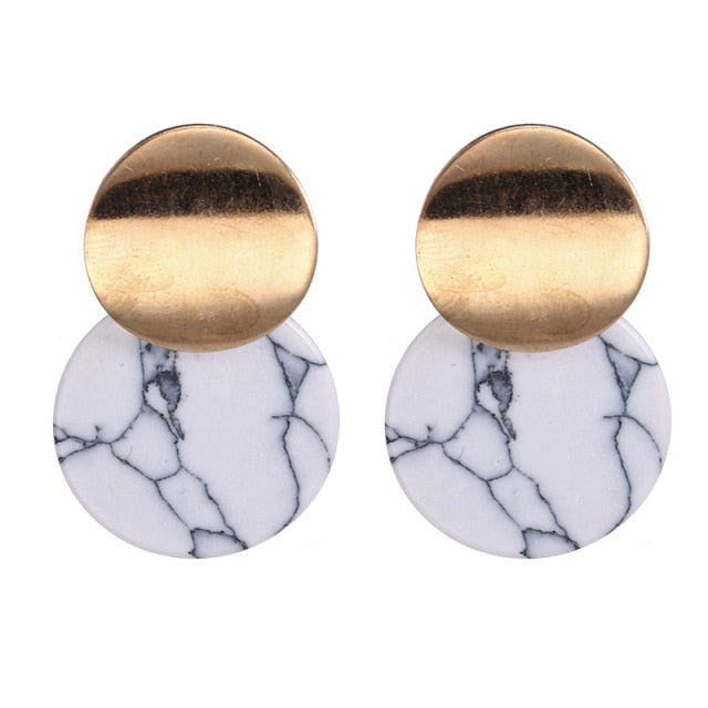 Korean Statement Black Acrylic Drop Earrings for Women 2019 Fashion Jewelry Vintage Geometric Gold Asymmetric Earring