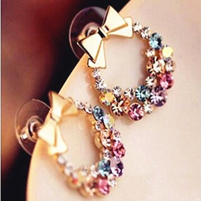 Korean Retro Asymmetric Butterfly Imitation Pearl Earrings Fashion Round Flower Brincos Long Statement Wings Earrings Jewelry