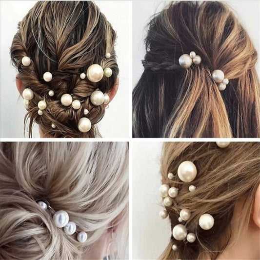 Fashion Women Simulated Pearl Hairpins Metal Barrette Clip Wedding Bridal Tiara Hair Accessories Wedding Hairstyle Design Tools