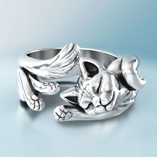Cute Fortune Cat Shape Women Opening Rings Silver Color Dance Party Finger Ring Delicate Girl Gift New Fashion Jewelry
