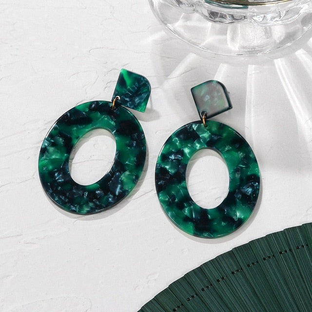 POXAM New Korean Statement Earrings for women Green Cute Arcylic Geometric Dangle Drop Gold Earings Brincos 2020 Fashion Jewelry