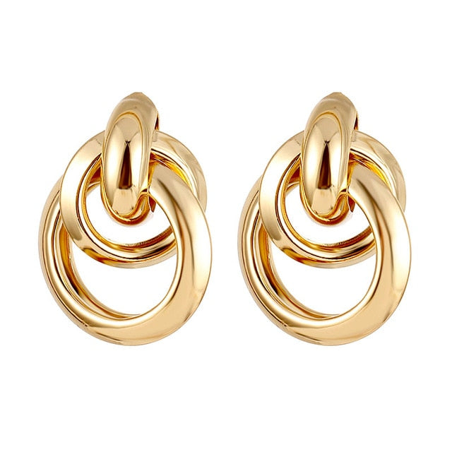 FNIO Fashion Vintage Earrings For Women Big Geometric Statement Gold Metal Drop Earrings 2020 Trendy Earings Jewelry Accessories