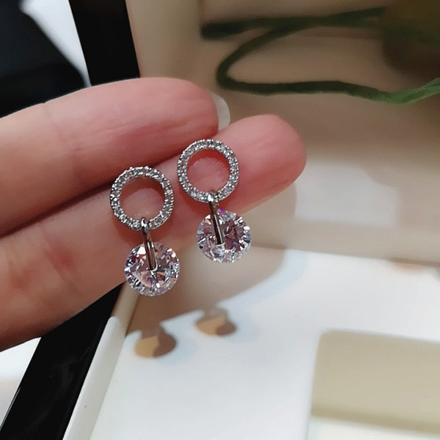 2021 New Arrival Crystal Trendy Women Dangle Earrings Simple Fashion Elegant Pearl Earring Female Rhinestone Temperament Jewelry