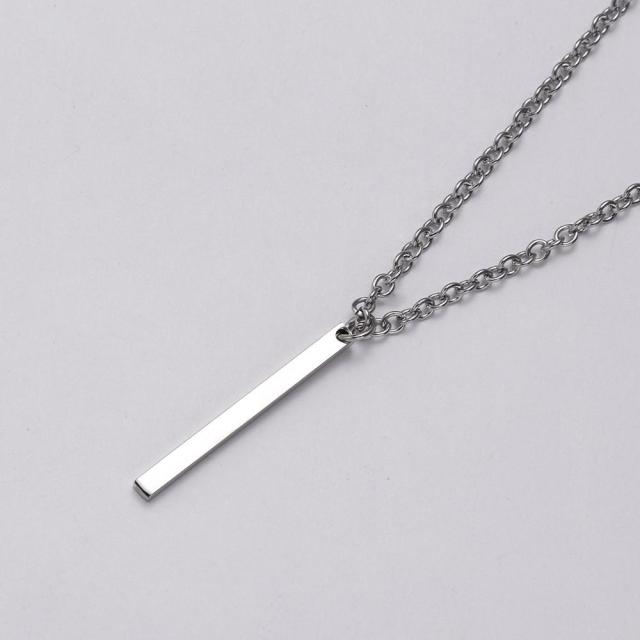 Men Necklace Stainless steel Necklace Women Men Simple Long Chain Rectangular Pendant Necklace Statement Couples Choker Gifts