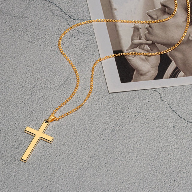 Vintage Gothic Pendants Cross Necklace Cool Street Style Necklaces For Men Women Unusual Chain On the Neck Chains Punk Jewelry