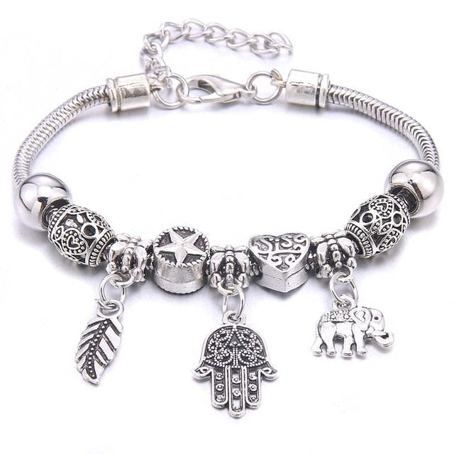 Dropshipping dragonfly owl Shape Crystal Charm Bracelets Beads Bracelet Women DIY Beads Brand Bracelets & Bangles Jewelry Gift