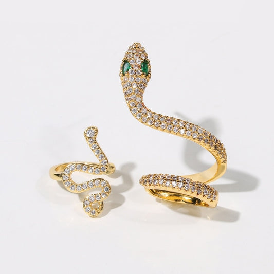 Artilady 2pcs set clip on earrings ear cuffs for women gold color snake CA stone accessorries charm earring