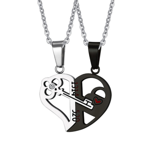 2 Piece Set Fashion Best Friend Couple Pendant Necklace Broken Heart Women Men Gift Friendship Jewelry Korea Key Locket Necklace