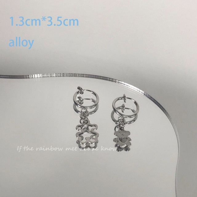 New Korean Kawaii Funny Plush Small Stud Earrings Cute Bow Bear Statement Dainty Earring Fashion Jewelry 2021 Brincos Wholesale
