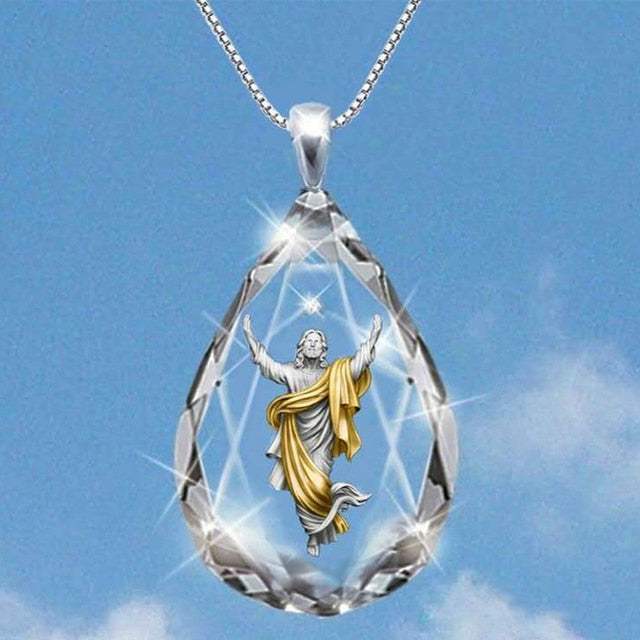 Jesus Christ Cross Pendant Necklaces Alloy Bead Long Chain Mens Women Virgin Mary Christian Fashion Jewelry Rosary Necklace