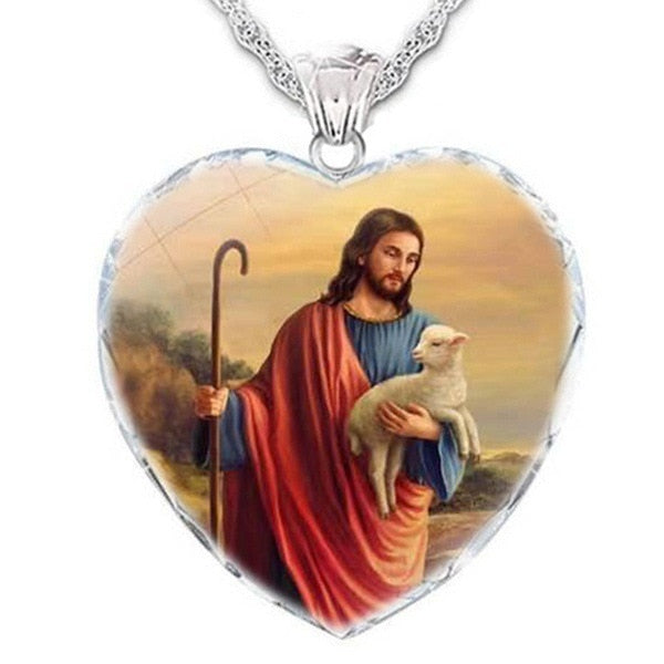 Jesus Christ Cross Pendant Necklaces Alloy Bead Long Chain Mens Women Virgin Mary Christian Fashion Jewelry Rosary Necklace