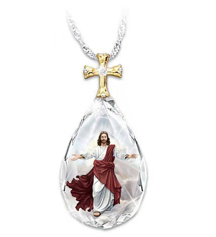 Jesus Christ Cross Pendant Necklaces Alloy Bead Long Chain Mens Women Virgin Mary Christian Fashion Jewelry Rosary Necklace