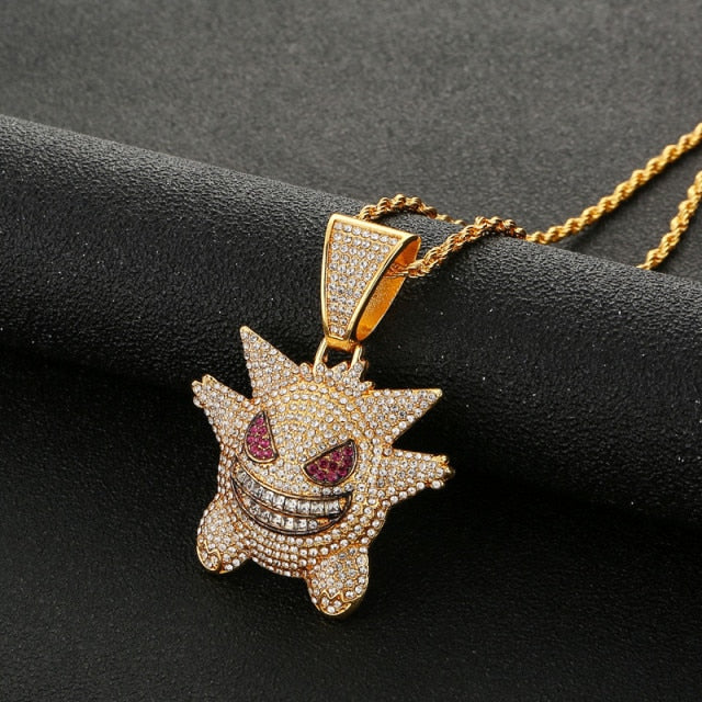 New Pendant Cubic Zirconia Copper Necklace For Woman Stainless steel Hip Hop Jewelry Smiley Necklace Iced Out Chain Mens Gift