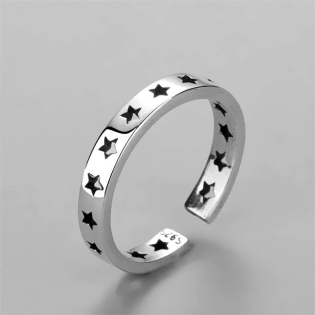 XIYANIKE 925 Sterling Silver 2021 New Vintage Geometry Star Thai Silver Open Rings for Women Party Jewelry Gifts Anillos Mujer