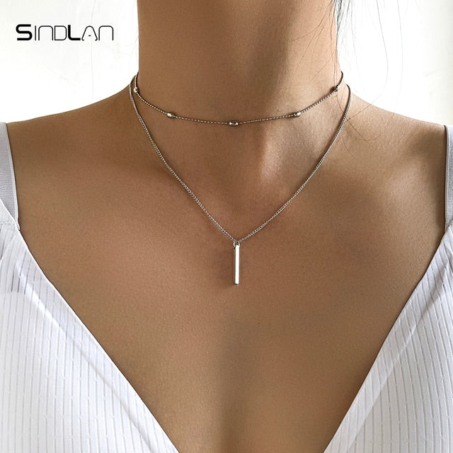 Simple Crystal Geometric Gold Pendant Necklace Set for Women Charms Kpop Fashion Square Rhinestone Female Vintage Jewelry Collar