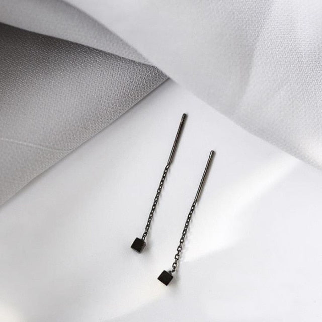 Korean Dangle Earring Geometric block Long Tassel Bar Drop Earrings For Women Minimalism Ear Line Kpop Jewelry Gift