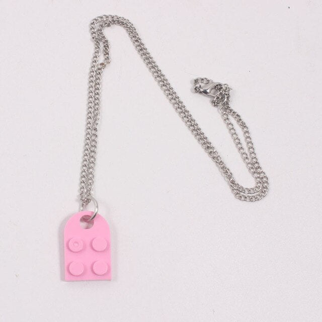 paired necklace legos brick heart pendant necklace for lovers couples cute Friendship Women Men Couple collars bff choker chain