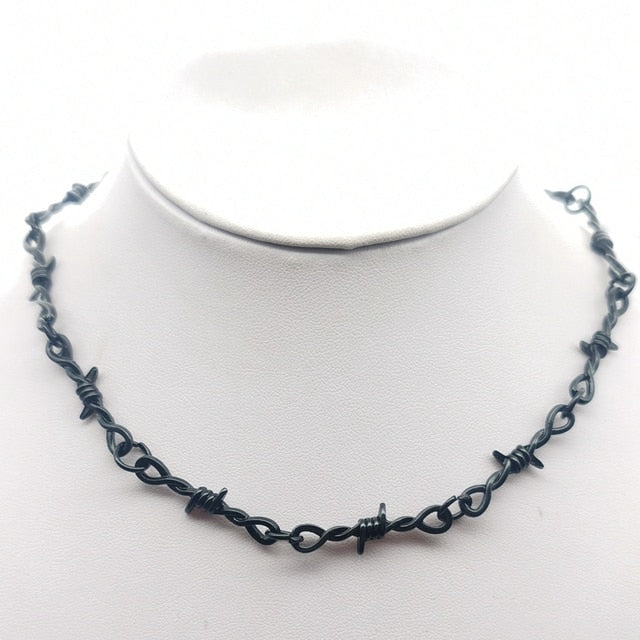 Small Wire Brambles Iron Black Choker  Necklace Women Hip-hop Gothic  Punk Style Barbed Wire Little Thorns Chain Choker Gifts