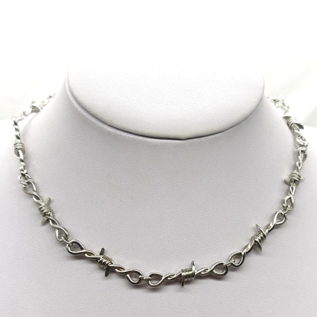 Small Wire Brambles Iron Black Choker  Necklace Women Hip-hop Gothic  Punk Style Barbed Wire Little Thorns Chain Choker Gifts