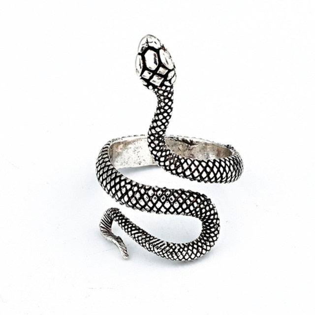 Retro Punk Snake Ring for Men Women Exaggerated Antique Siver Color Fashion Personality Stereoscopic Opening Adjustable Rings