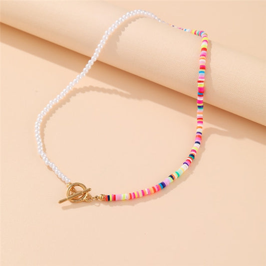 17KM Bohemian Colorful Bead Shell Necklace for Women Summer Short Beaded Collar Clavicle Choker Necklace Female Jewelry