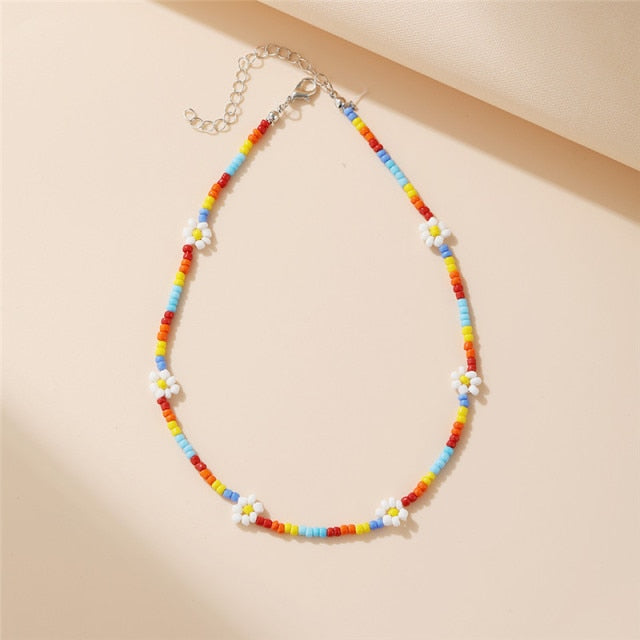 17KM Bohemian Colorful Bead Shell Necklace for Women Summer Short Beaded Collar Clavicle Choker Necklace Female Jewelry