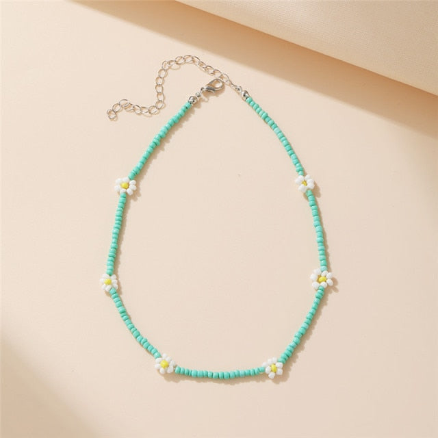 17KM Bohemian Colorful Bead Shell Necklace for Women Summer Short Beaded Collar Clavicle Choker Necklace Female Jewelry