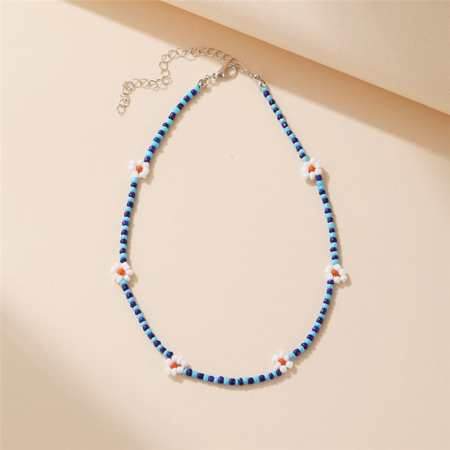 17KM Bohemian Colorful Bead Shell Necklace for Women Summer Short Beaded Collar Clavicle Choker Necklace Female Jewelry