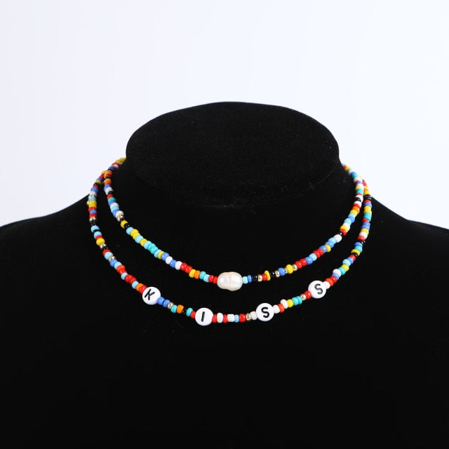 Bohemia handmade rainbow beads candy shell personality multi-layer satellite Necklace women's fashion jewelry necklace