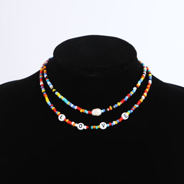 Bohemia handmade rainbow beads candy shell personality multi-layer satellite Necklace women's fashion jewelry necklace