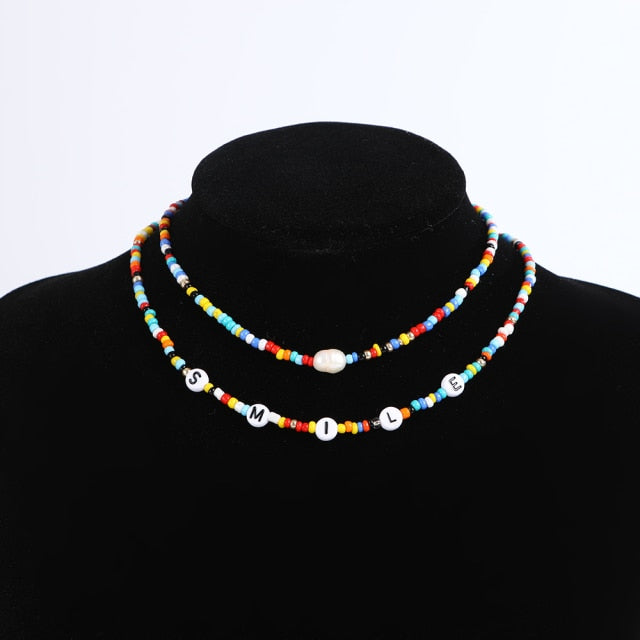 Bohemia handmade rainbow beads candy shell personality multi-layer satellite Necklace women's fashion jewelry necklace