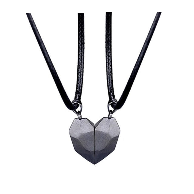 2 pieces/batch of magnetic couple necklace friendship heart-shaped pendant distant multi-faceted pendant necklace lady Valentine’s day gift