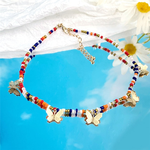 17KM Bohemian Colorful Bead Shell Necklace for Women Summer Short Beaded Collar Clavicle Choker Necklace Female Jewelry