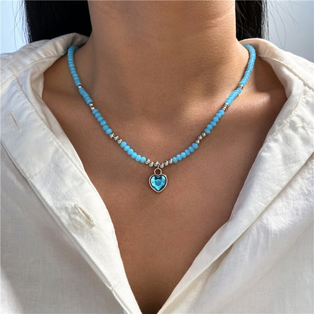 17KM Bohemian Colorful Bead Shell Necklace for Women Summer Short Beaded Collar Clavicle Choker Necklace Female Jewelry