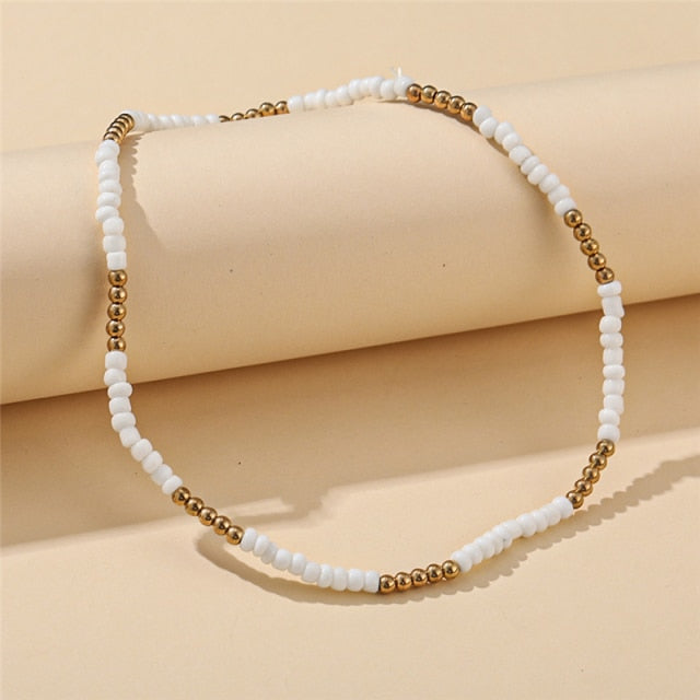 17KM Bohemian Colorful Bead Shell Necklace for Women Summer Short Beaded Collar Clavicle Choker Necklace Female Jewelry