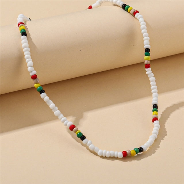 17KM Bohemian Colorful Bead Shell Necklace for Women Summer Short Beaded Collar Clavicle Choker Necklace Female Jewelry