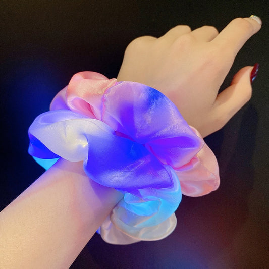 3Pcs New Arrival Girls LED Luminous Scrunchies Hairband Ponytail Holder Headwear Elastic Hair Bands Solid Color Hair Accessories