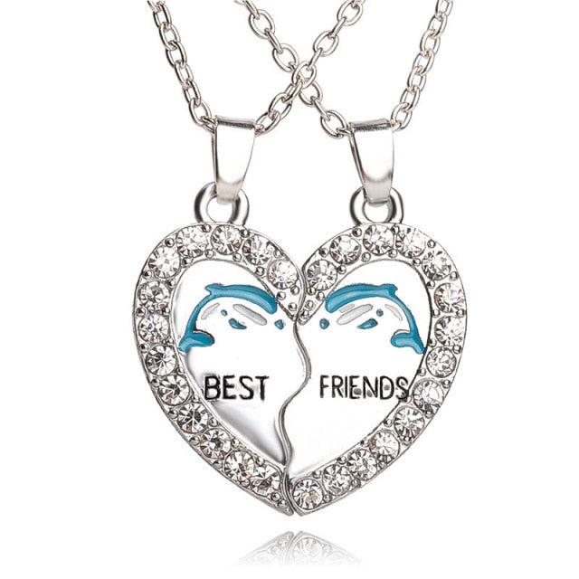 New 2 PCS/Set Animal Best Friends Friendship Couple Two Parts Pendant Necklace Best Gifts For Men Women BFF Jewelry Wholesale