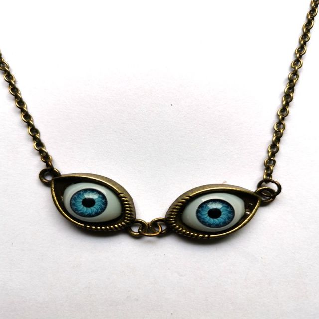 Vintage Bronze Turkish Devil Evil Eyes Necklace Pendant Punk BFF Statement Steampunk Choker For Women Witch Gothic Jewelry Gift