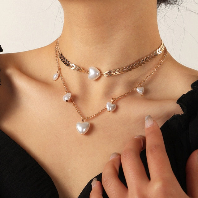Elegant Big White Imitation Pearl Choker Necklace  Clavicle Chain Fashion Necklace For Women Wedding Jewelry Collar